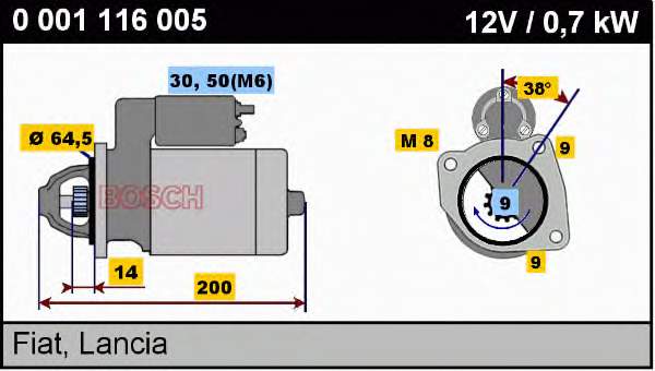 0 001 116 005 Bosch motor de arranco