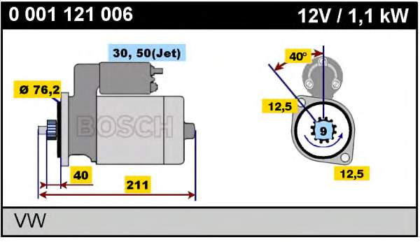 0001121006 Bosch motor de arranco