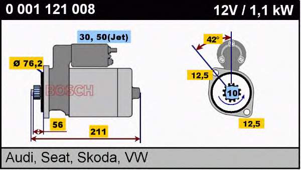 0001121008 Bosch Стартер автомобиля