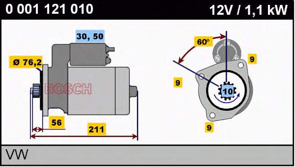 0001121010 Bosch motor de arranco