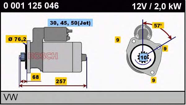 02B911023EX VAG motor de arranco