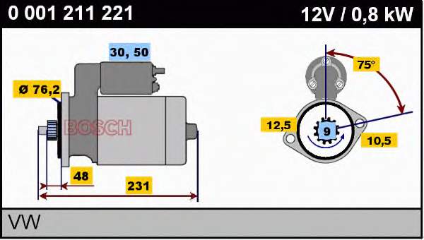 Motor de arranco 0001211221 Bosch
