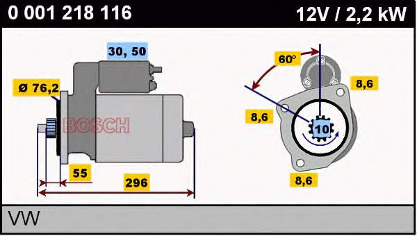 0001218116 Bosch motor de arranco