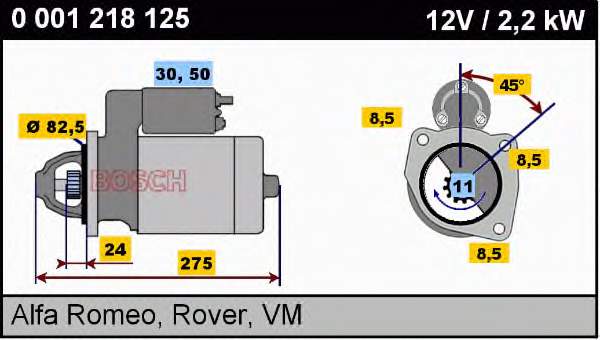 0001218125 Bosch motor de arranco