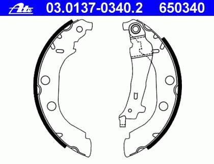 03.0137-0340.2 ATE sapatas do freio traseiras de tambor