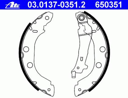 03.0137-0351.2 ATE sapatas do freio traseiras de tambor