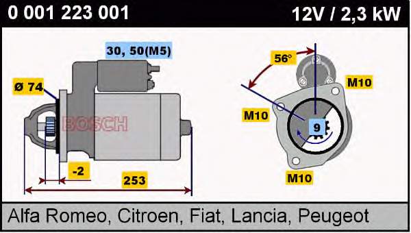 0001223001 Bosch motor de arranco