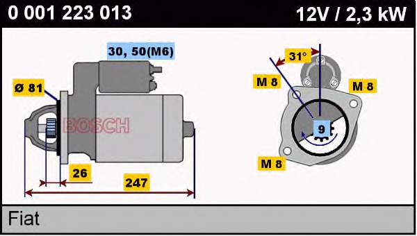 0001223013 Bosch motor de arranco