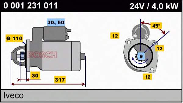 1231011 Bosch motor de arranco
