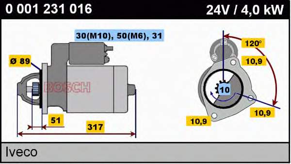 1231016 Bosch motor de arranco