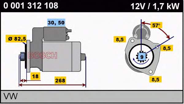 0001312108 Bosch motor de arranco