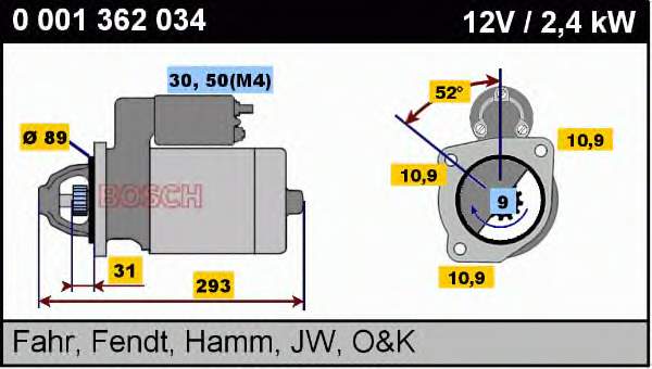 0001358033 Bosch motor de arranco