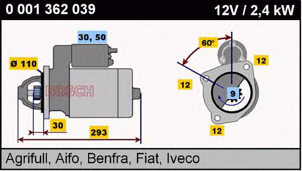 0001362039 Bosch motor de arranco