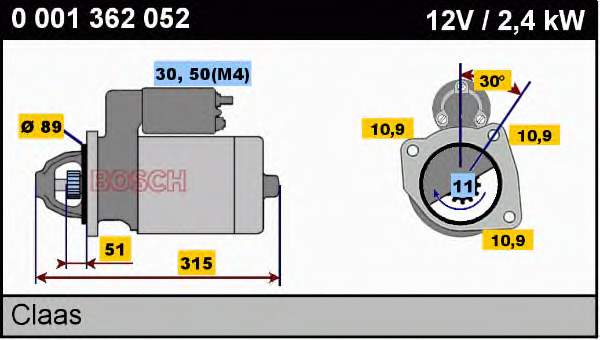 Motor de arranco 0001362052 Bosch