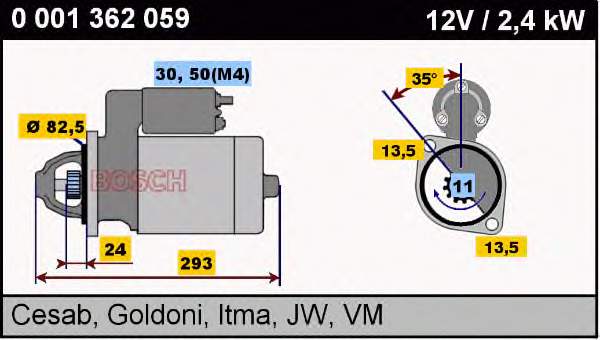 0001362059 Bosch motor de arranco