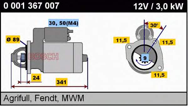 0001367007 Bosch motor de arranco