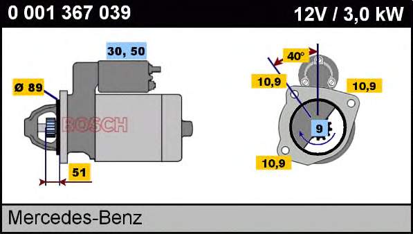 Купить 0986011250 Bosch Стартер