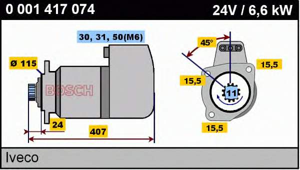 0001417074 Bosch motor de arranco