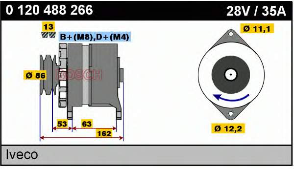 Генератор 0120488266 Bosch