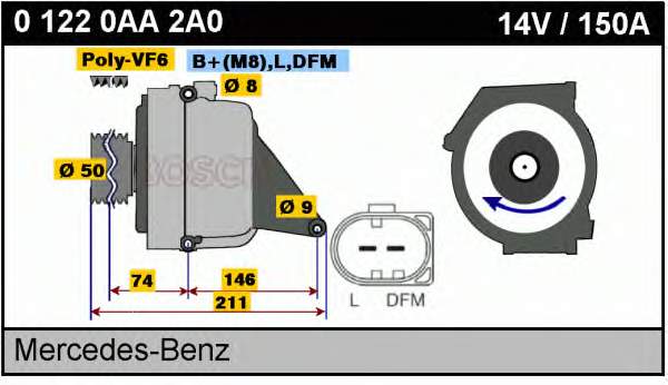 01220AA2A0 Bosch gerador