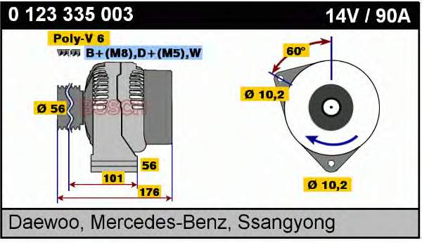 0123335003 Bosch gerador