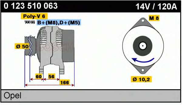 0123505001 Opel gerador