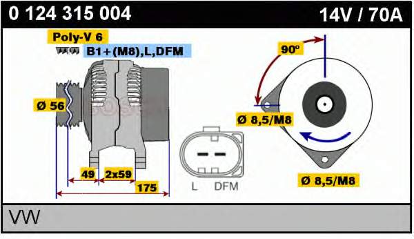 0124315004 Bosch Генератор автомобильный