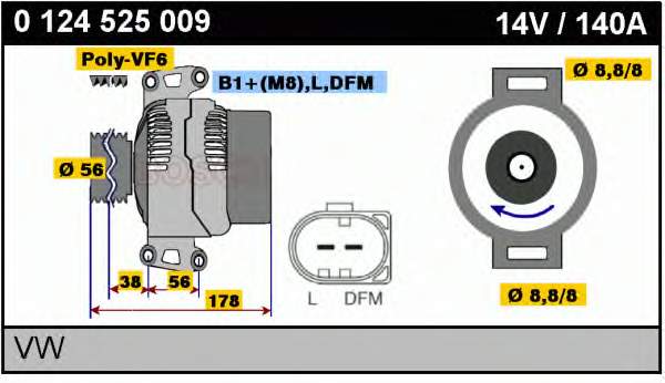 Автомобильный генератор Bosch 0124525009 цена, от 59.54 USD