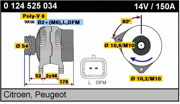 96460654 Peugeot/Citroen gerador