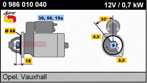 Motor de arranco 0986010040 Bosch