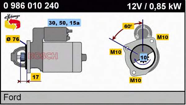 0986010240 Bosch motor de arranco