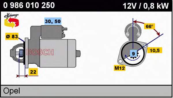 Motor de arranco 0986010250 Bosch