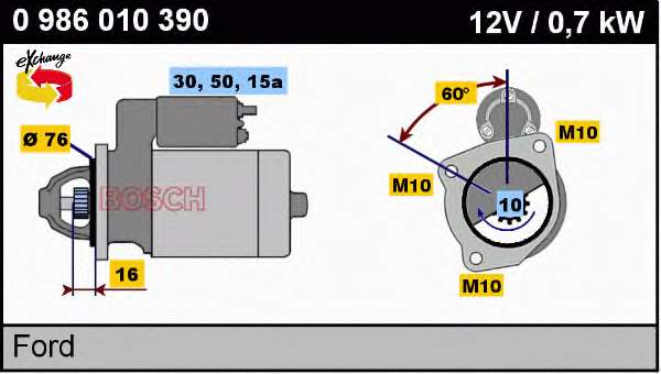 0986010390 Bosch motor de arranco