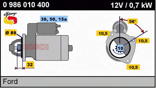 Motor de arranco 0986010400 Bosch