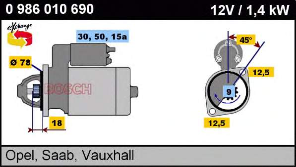 Motor de arranco 0986010690 Bosch