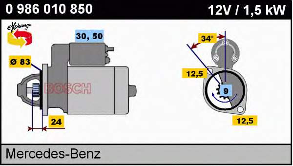 0986010850 Bosch motor de arranco