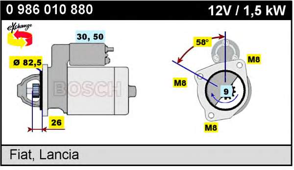 0986010880 Bosch motor de arranco