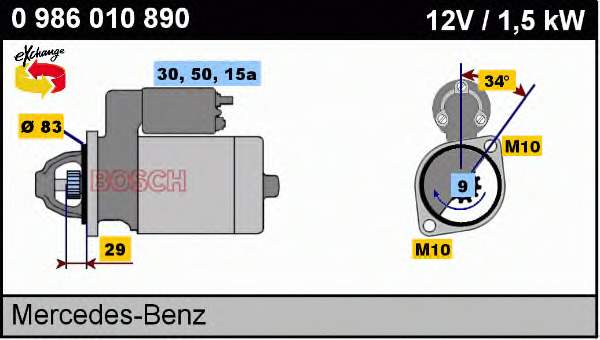 0986010890 Bosch motor de arranco