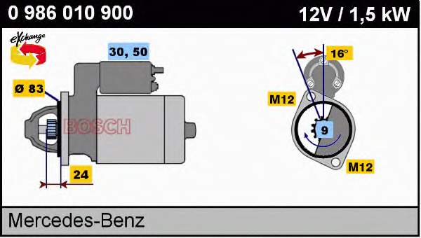 0986010900 Bosch motor de arranco
