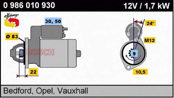 0986010930 Bosch motor de arranco