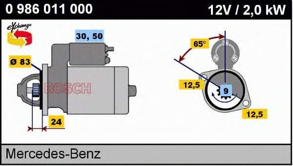 Motor de arranco 0986011000 Bosch