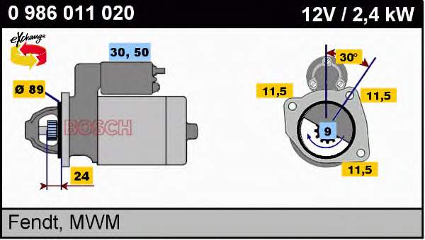 0986011020 Bosch motor de arranco