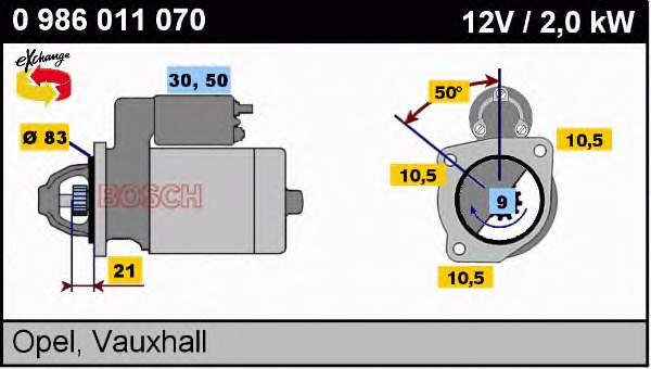 0986011070 Bosch Стартер автомобиля