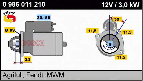 Motor de arranco 0986011210 Bosch