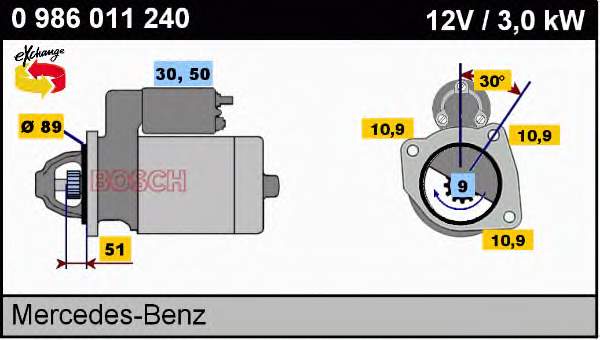 0986011240 Bosch motor de arranco