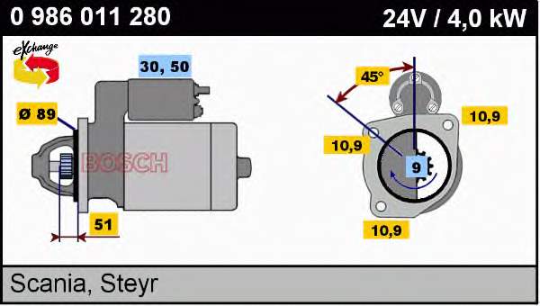 Motor de arranco 0986011280 Bosch