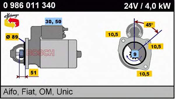 Motor de arranco 0986011340 Bosch