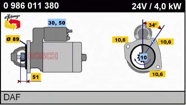 0986011380 Bosch motor de arranco