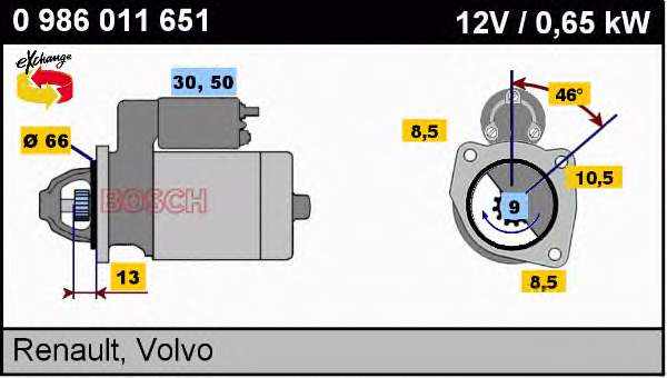 0986011651 Bosch motor de arranco