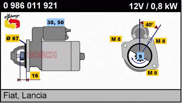 0986011921 Bosch motor de arranco
